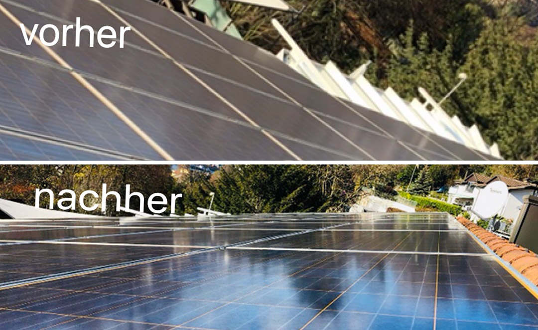 Solaranlagenreinigung – vorher und nachher